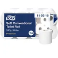 Produktbild: Essity Professional Hygiene Germany GmbH Tork Kleinrollen Toilettenpapier T4 Premium, 3-lagig, weiß, Perforiert & mit Dekoprägung, extra weich, 1 Paket = 9 Packungen à 8 Rollen x 250 Blatt 110316