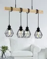 Produktbild: EGLO Hängeleuchte TOWNSHEND 5, Hängelampe, Stahl und Holz, E27, IP20, Pendellampe, Lampe, ohne Leuchtmittel, Hängeleuchte, L70 x B20 x H110 cm, schwarz, braun, 4X60W exkl.