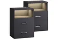 Produktbild: Casaria Nachttisch Jamie (2-St), mit Touch LED Beleuchtung 40x28x55cm Dimmbar Holz 2 Schubladen Bett