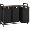 Produktbild: Vasagle Wäschesammler 3 Fächer und Ablage 92,5 x 33 x 72 cm Braun-Schwarz 114,