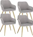 Produktbild: EUGAD 4 x Esszimmerstuhl, aus Samt, Polsterstuhl Metallbeine, Hellgrau