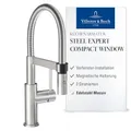 Produktbild: Villeroy & Boch Steel Expert Compact Window Hochdruck-Küchenarmatur mit Vorfenster-Montage und Magnetbrausekopf, Laminarstrahl, 147 mm Auslaufhöhe, Edelstahl massiv