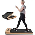 Produktbild: Sportstech Walking Pad WoodPad Pro, echtes Holzdesign, bis 6 km/h, kompakt, leise, LED-Display, App-kompatibel, Home Office Laufband