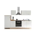 Produktbild: Stella Trading ANDY Moderne Küchenzeile ohne Elektrogeräte Eiche Sonoma Optik, Weiß matt - Geräumige Einbauküche mit viel Stauraum - 270 x 195 x 60 cm (B/H/T)
