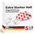 Produktbild: Rauchmelder Magnethalter 5er Set mit extra starken Klebepads - ohne Bohren und Schrauben - Magnethalterung geeignet für alle gängigen Rauchmelder und Feuermelder - Selbstklebende Befestigung