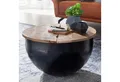 Produktbild: FINEBUY Couchtisch FB63605 Rund Holz Sofatisch Ø 60 cm Tisch Stauraum Wohnzimmertisch (60x34x60 cm Mango Massivholz Metall Schwarz Rund), Wohnzimmertisch Industrial, Sofatisch mit Stauraum