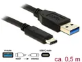 Produktbild: Delock Kabel USB 3.1 USB A Stecker > USB Type-C™ 0,5 m