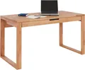 Produktbild: TaBoLe Möbel Schreibtisch Ema (mit oder ohne Rollcontainer), Komplett aus Massivholz Kernbuche, Tischplatte 140 x 70 cm