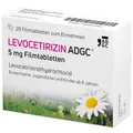 Produktbild: LEVOCETIRIZIN-ADGC® 5mg - 20 Stück - Allergie-Tablette mit vergleichbaren Ergebnissen wie Cetirizin bei halber Dosierung - zur Therapie von Allergiebeschwerden wie Heuschnupfen und Nesselsucht
