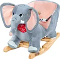 Produktbild: Spielwerk® Schaukeltier Elefant inkl. Sound Effekt Sicherheitsgurt Plüsch Schaukel Wippe Kinder Baby Spielzeug Balancetraining besonders weich Schaukelpferd