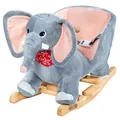 Produktbild: Spielwerk® Schaukeltier Elefant inkl. Sound Effekt Sicherheitsgurt Plüsch Schaukel Wippe Kinder Baby Spielzeug Balancetraining besonders weich Schaukelpferd