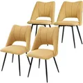 Produktbild: Esszimmerstühle 4er Set Senfgelb, Wohnzimmerstühle Aus Stoffbezug, Schwarze Metallbeinen, Küchenstühle Mit Rückenlehne, Polsterstühle Für Esszimmer Wohnzimmer Küche Büro, Gepolsterte Sessel - Ml-design