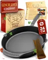 Produktbild: KRUSTENZAUBER Gusseisenpfanne Induktion 24cm inkl. Anleitung und Rezeptbuch - Geschliffene Pfanne Gusseisen, Eisenpfanne, Cast Iron Pan, Gusspfanne, Gusseiserne Pfanne, Gusseisen-Pfanne, Gusspfanne