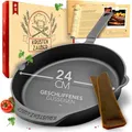 Produktbild: Krustenzauber Bratpfanne Gusseisenpfanne Induktion - Fein Geschliffene Gusseisen Pfanne, (Ideale Grillpfanne Induktion, Eisenpfanne, Cast Iron Pan, Bratpfanne, Gusseiserne Pfanne Skillet Gusspfann)