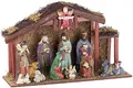 Produktbild: PEARL Krippen: Große Weihnachtskrippe mit 11 Porzellan-Figuren, LED-Beleuchtung (Weihnachtskrippe beleuchtet, Krippe Weihnachten mit Beleuchtung, groß)