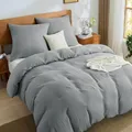 Produktbild: BEDELITE Musselin Bettwäsche 155x220 Baumwolle - ÖKO-TEX Bettwäsche-Sets Grau 3teilig mit Reißverschluss, Bettbezug 155x220cm mit 2 Kissenbezüge 80x80 cm, weiche und atmungsaktiv