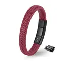 Produktbild: UNIQAL | Herren Armband aus Echtleder – Farbige geflochtene Armbänder mit Edelstahl |Magnetverschluss – Schwarz, Rot, Blau, Grün, Weiß Mens Bracelet | Gratis Geschenk Box (ROT, 23, Zentimeter)