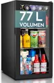 Produktbild: Heinrich´s HEINRICHS Getränkekühlschrank, Mini Kühlschrank mit Glastür kompakt und leise: 40dB, LED-Innenraumbeleuchtung, perfekt geeignet für Büro Camping Garten,5 bis18°C, (74Liter/3Ablagen/40db)
