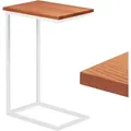 Produktbild: Lamo Manufaktur - Beistelltisch Laptoptisch Sofatisch mobiler Kaffeetisch Nachttisch 45x30x67 cm Gestell Weiß 100% Echtholz Massiv Platte farbe:
