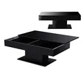 Produktbild: [en.casa] Couchtisch Lünen Wohnzimmertisch mit Stauraum Truhentisch Sofatisch mit ausziehbarer Tischplatte rechteckig 2 Staufächer 40 x 110 x 60 cm Schwarz Hochglanz