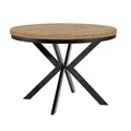Produktbild: Dekori Möbel Runder Ausziehbarer Tisch für Esszimmer ENDO mit Ring-Gestell und Metallbeinen, Durchmesser Varianten von : 90 bis 220 cm (Eiche Artisan/Schwarz, 90/140 cm)