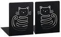 Produktbild: moses. libri_x Buchstützen MIAU, 2er-Set Buchständer aus Metall, Zwei Schwarze Metall-Buchstützen im Set, Mit wunderschön ausgestanzten Katzen, In Einer Geschenkbox, 16 cm x 16 cm x 12,5 cm