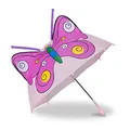 Produktbild: Relaxdays 10022286_624 Kinderregenschirm 3D Schmetterling, Regenschirm f. Mädchen, Kleiner Leichter Stockschirm in Glockenform, rosa
