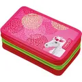 Produktbild: Herlitz Federmäppchen TriCase, Bloomy Horse, Schüleretui, 3-fach, 31-teilig, aus Stoff, pink / grün
