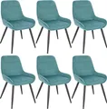Produktbild: WOLTU 6er-Set Esszimmerstühle Polsterstuhl Samt Akzentstuhl mit Rückenlehne türkis