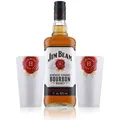 Produktbild: Jim Beam Kentucky Straight Bourbon Whiskey 40% Vol. 1l im Set mit 2 Tonbechern