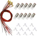 Produktbild: 10 Stück E5 LED Beleuchtungssockel Warmweiß 12-14V Modellbahn 505 Lumen E5.5 H0