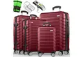 Produktbild: tillvex Sandfilteranlage tillvex® Reisekoffer Set Koffer Hartschale Trolley Kofferset Tasche (TSA Schloss Rollkoffer S-M-L-XL, 4 St), Reisekoffer Set 4-TLG. + Gepäckwaage, 8X Gurte & 4X Anhänger Kofferset