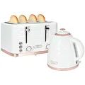 Produktbild: HOMCOM Wasserkocher Toaster Set Frühstück-Set mit 1,7L Wasserkocher, 4 Scheiben Toaster, 2200 W, 7 Bräunungsstufen, Auftauen, Aufwärmen und Krümelfach, Otter Thermostat, Cremeweiß