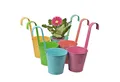 Produktbild: astor24 Pflanzkübel Hängetöpfe Zink (Blumentopf Garten Balkon Blumen Topf Kräutertopf Geländertopf, 6 Hängetöpfe Pastell), hochwertig verarbeitet