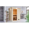 Produktbild: Karibu Sauna Innensauna Sandra Fronteinstieg Ofen 9 KW externe Strg easy 173x159x191 cm mit Dachkranz