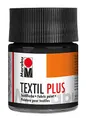 Produktbild: Marabu 17150005073 - Textil Plus schwarz 50 ml, volldeckende Stoffmalfarbe für dunkle Stoffe, geeignet für Stoffmalerei und Stoffdruck, nach Fixierung waschbeständig bis 40 °C