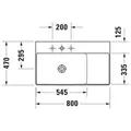 Produktbild: Duravit DuraSquare Möbelwaschtisch, 80x47cm, 1 Hahnloch, Becken links, ohne Überlauf, Unterseite geschliffen und glasiert, 2348800071