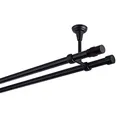 Produktbild: Gardinenstange schwarz 120 cm 2-läufig 19 mm aus Metall Deckenbefestigung Zylinder