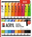Produktbild: Marabu Acrylfarben Set Basic 18x36ml wasserfest lichtecht schnell trocknend
