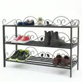 Produktbild: Schuhregal Metall Schwarz Mi-3 Regal 92 cm Schuhschrank Schuhablage Schuhständer