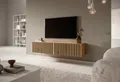 Produktbild: Selsey TV-Lowboard Telire Wotan Eiche Lamellenfront , mit schwarzen Einsätzen, 140 cm breit