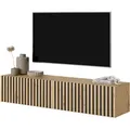 Produktbild: Selsey - Tv-schrank Telire - 140 Cm - Artisan Oak Mit Lamellenfront Und Schwarzen Einsätzen