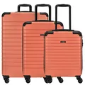 Produktbild: SOMKO Line 3-TLG. 4-Rollen Trolley Set – Hartschale Kofferset S 55 cm + M 67 cm + L 77 cm, TSA-Schloss, ABS, Leicht, 360° Doppelrollen (Coral, Kofferset (3-teilig))