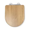 Produktbild: Croydex Levico WC Sitz mit Absenkautomatik aus Holz – Flexi-Fix Einfache Montage - Schnellverschluss für einfache Reinigung – Antibakterieller toilettendeckel - wc sitz d form (Eiche)