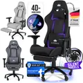 Produktbild: ELITESEATS Gaming Stuhl Ergonomisch [Kratzerfreie Rollen, Atmungsaktiv] inkl. 4D-Armlehnen, mit Fußstütze | Ergonomischer Gamingstuhl Stoff 150KG