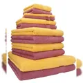 Produktbild: Betz 12-tlg. Handtuch-Set PREMIUM 100% Baumwolle 2 Duschtücher 4 Handtücher 2 Gästetücher 2 Seiftücher 2 Waschhandschuhe honiggelb/beere