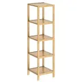 Produktbild: CASARIA® Badezimmer Regal Bambus 5 Ablagen Belastbarkeit 40kg 140x33cm Bad Küche Kinderzimmer Wohnzimmer Bücherregal Holzregal Mehrzweckregal Braun - Braun
