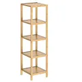 Produktbild: Casaria® Badezimmer Regal Bambus 5 Ablagen Belastbarkeit 40kg 140x33cm Bad Küche Kinderzimmer Wohnzimmer Bücherregal Holzregal Mehrzweckregal Braun