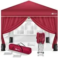 Produktbild: tillvex Pavillon 3x3m wasserdicht Rot - mit 4 Seitenteilen Pop-Up Faltpavillon höhenverstellbar Gartenzelt UV Schutz 50+ Partyzelt mit Tasche für