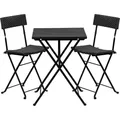 Produktbild: STILISTA Bistro-Set 3-teilig, Polyrattan 1x Tisch 2x Stuhl, schwarz, wetterfest